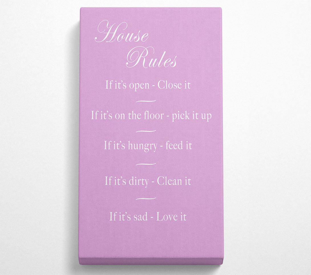  A Canvas Print of Family Quote House Rules 2 Pink Canvas Print