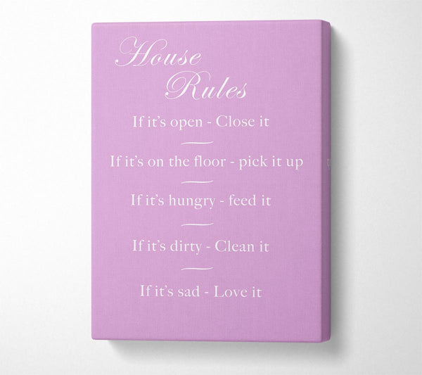 A Canvas Print of Family Quote House Rules 2 Pink Canvas Print