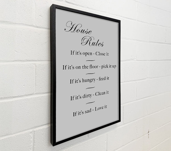 Family Quote House Rules 2 Grey