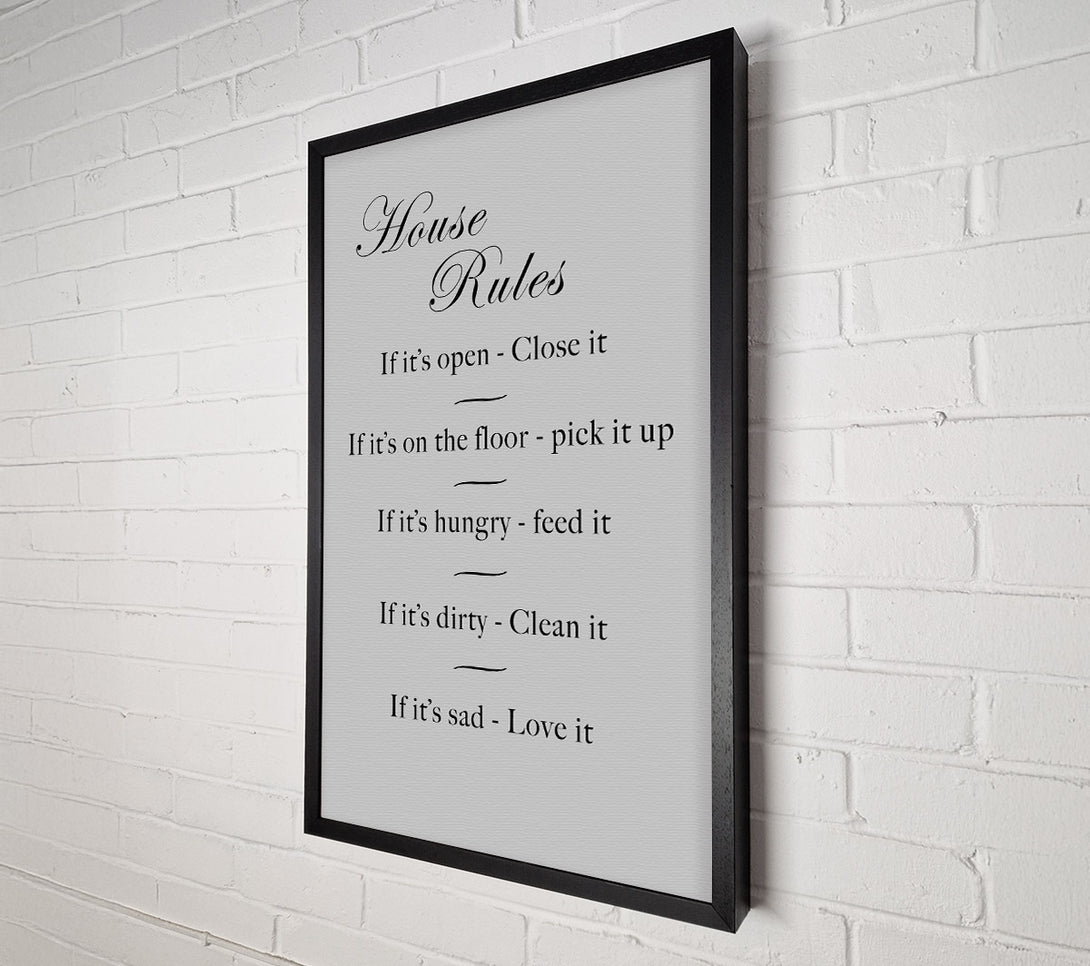  A Canvas Print of Family Quote House Rules 2 Grey Canvas Print