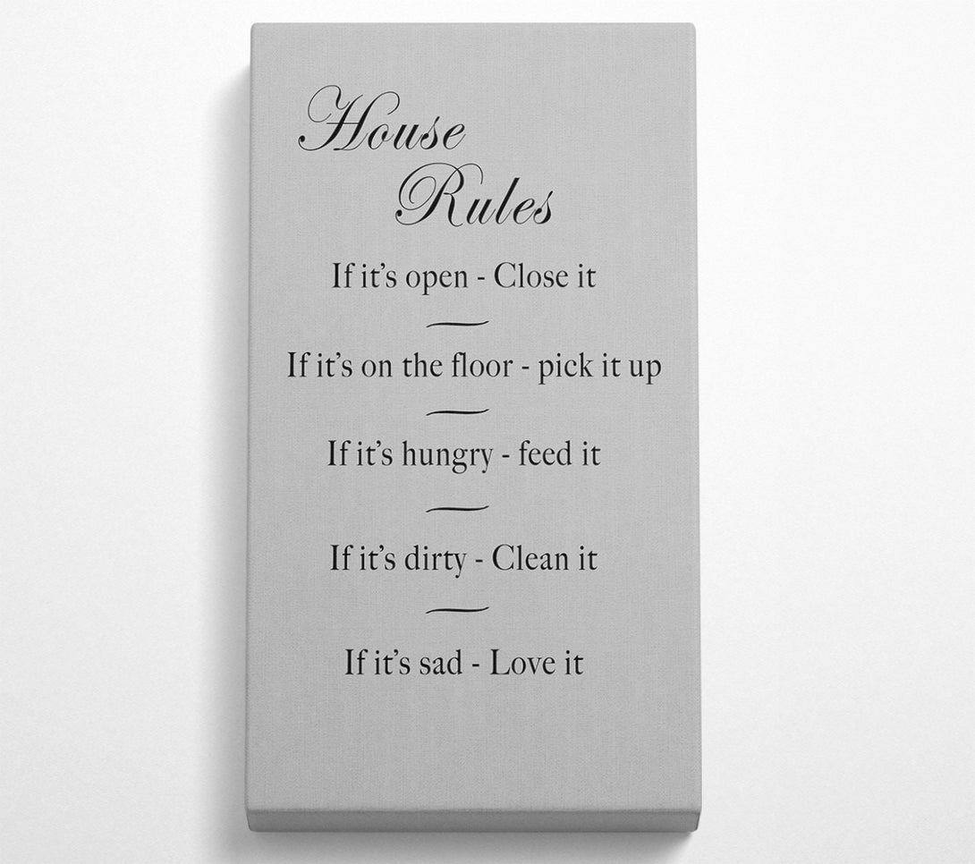  A Canvas Print of Family Quote House Rules 2 Grey Canvas Print