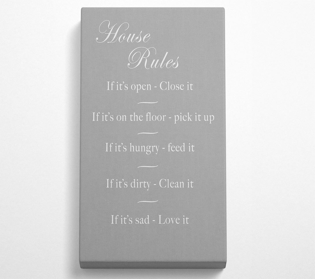  A Canvas Print of Family Quote House Rules 2 Grey White Canvas Art