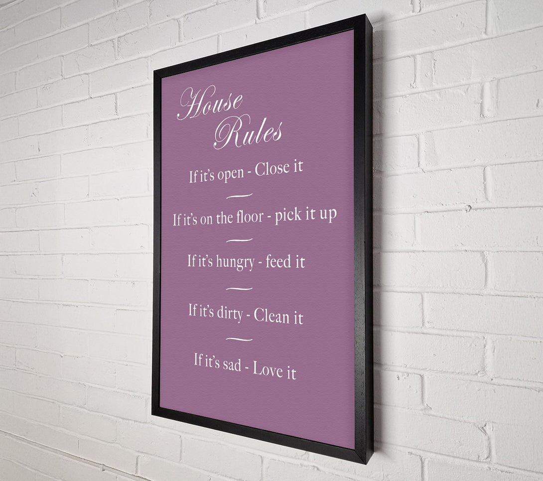  A Canvas Print of Family Quote House Rules 2 Dusty Pink Canvas Wall Art