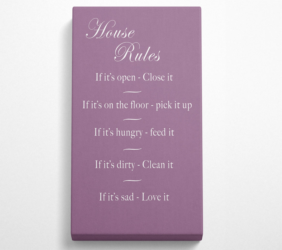  A Canvas Print of Family Quote House Rules 2 Dusty Pink Canvas Wall Art