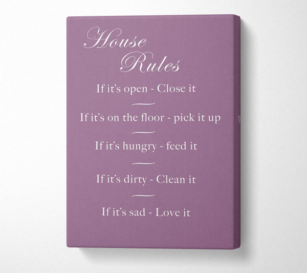  A Canvas Print of Family Quote House Rules 2 Dusty Pink Canvas Wall Art