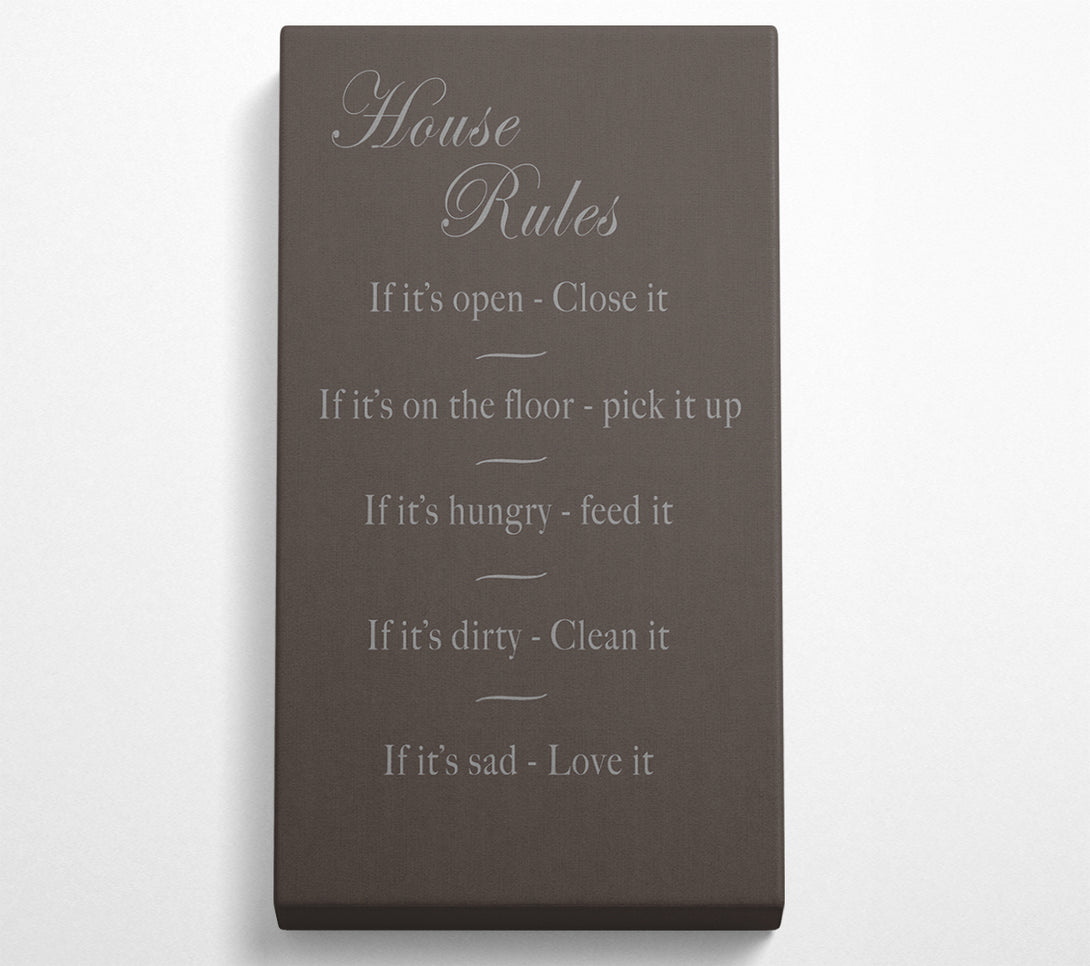  A Canvas Print of Family Quote House Rules 2 Chocolate Canvas Print