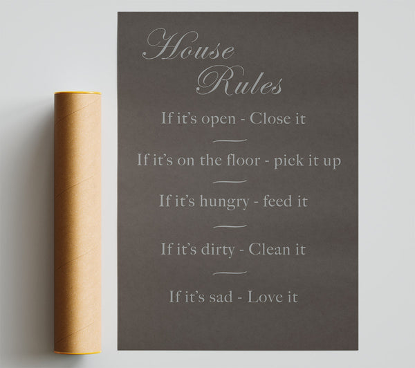 Family Quote House Rules 2 Chocolate Poster
