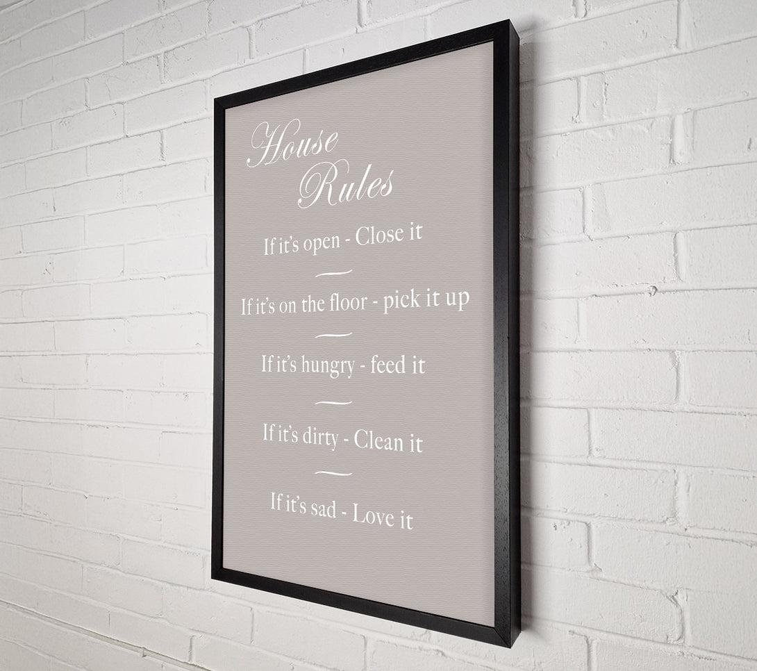  A Canvas Print of Family Quote House Rules 2 Beige Canvas Wall Art