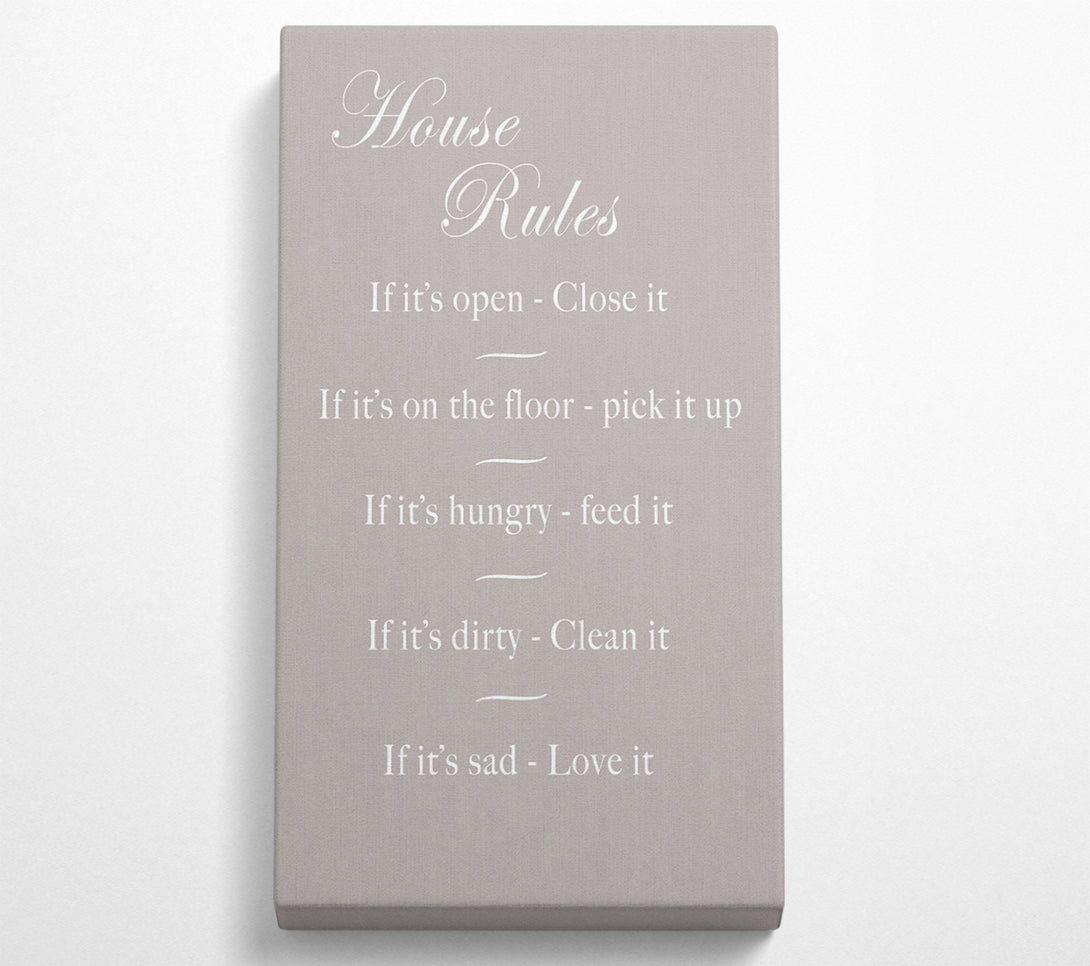  A Canvas Print of Family Quote House Rules 2 Beige Canvas Wall Art