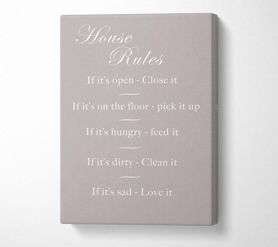  A Canvas Print of Family Quote House Rules 2 Beige Canvas Wall Art