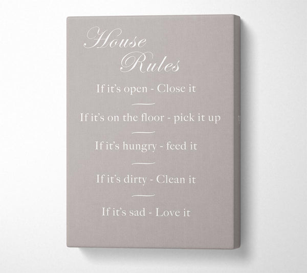  A Canvas Print of Family Quote House Rules 2 Beige Canvas Wall Art
