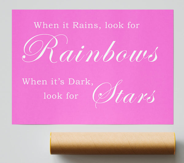 When It Rains Look For Rainbows Vivid Pink Giclee Print