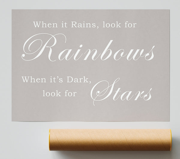 When It Rains Look For Rainbows Beige Poster