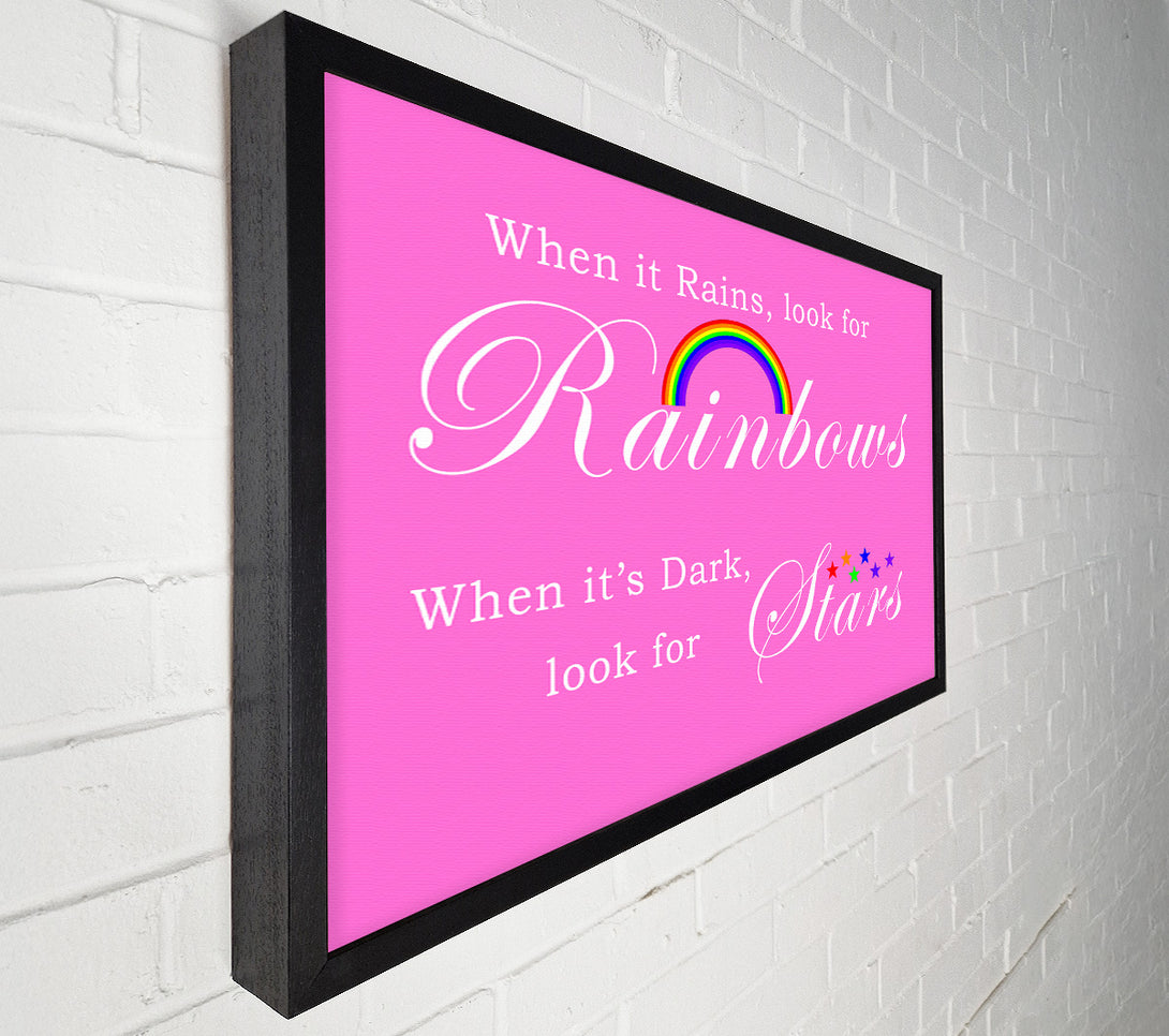  A Canvas Print of Girls Room Quote When It Rains Look For Rainbows 2 Vivid Pink Canvas Art