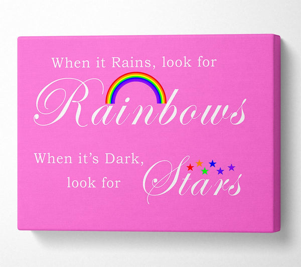  A Canvas Print of Girls Room Quote When It Rains Look For Rainbows 2 Vivid Pink Canvas Art
