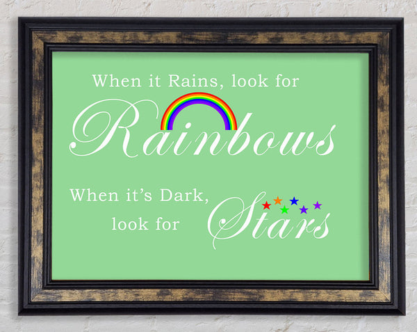 When It Rains Look For Rainbows 2 Green Framed Print