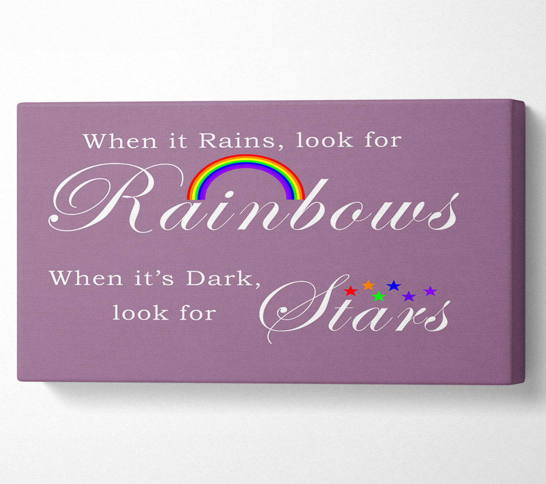  A Canvas Print of When It Rains Look For Rainbows 2 Dusty Pink Canvas Wall Art