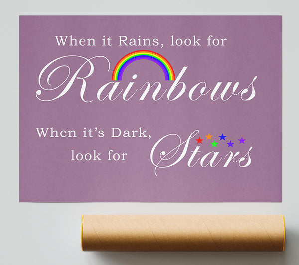 When It Rains Look For Rainbows 2 Dusty Pink Poster