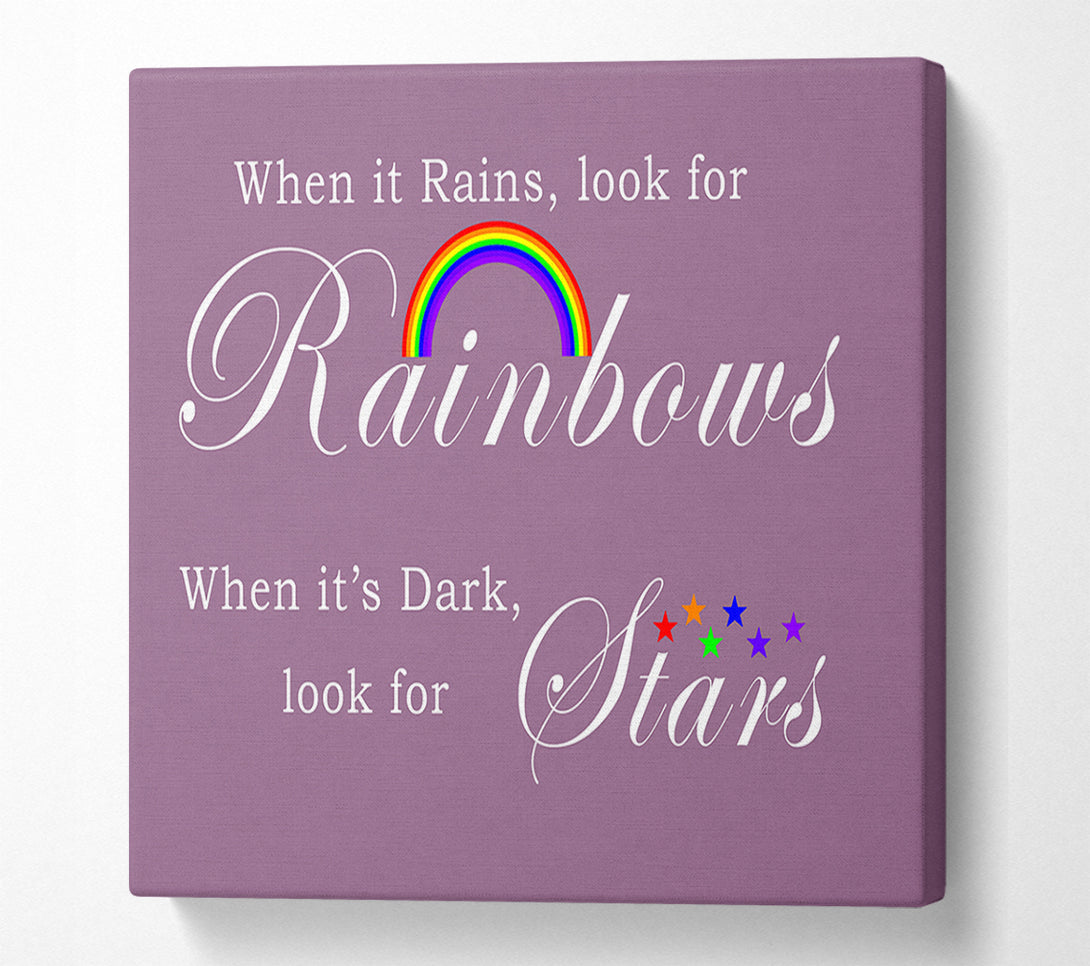  A Canvas Print of When It Rains Look For Rainbows 2 Dusty Pink Canvas Wall Art