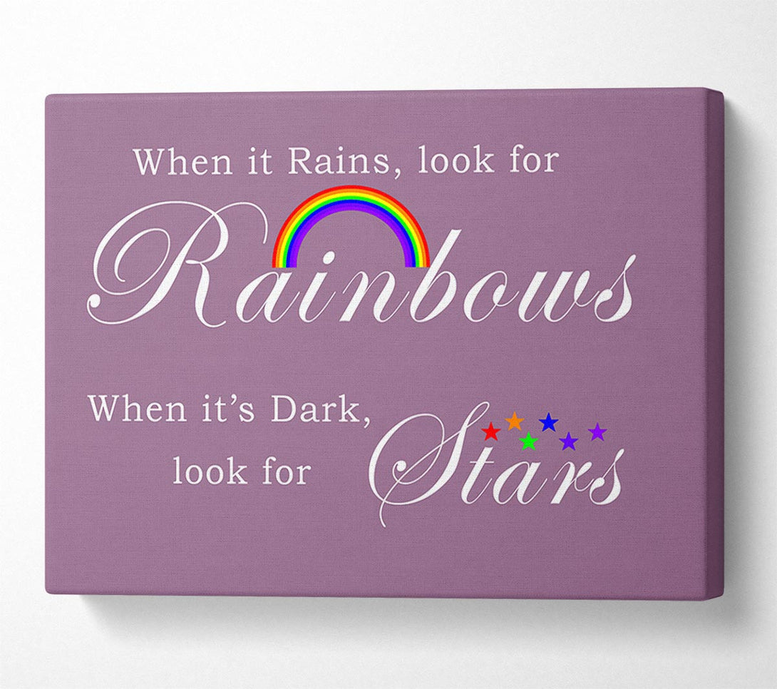  A Canvas Print of When It Rains Look For Rainbows 2 Dusty Pink Canvas Wall Art