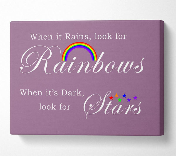  A Canvas Print of When It Rains Look For Rainbows 2 Dusty Pink Canvas Wall Art