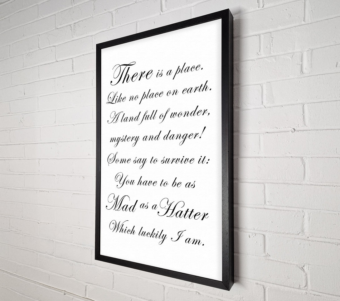  A Canvas Print of Alice In Wonderland As Mad As A Hatter White Canvas Wall Art