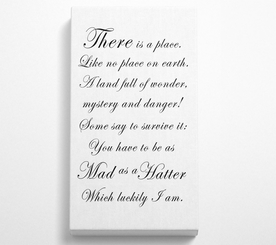  A Canvas Print of Alice In Wonderland As Mad As A Hatter White Canvas Wall Art