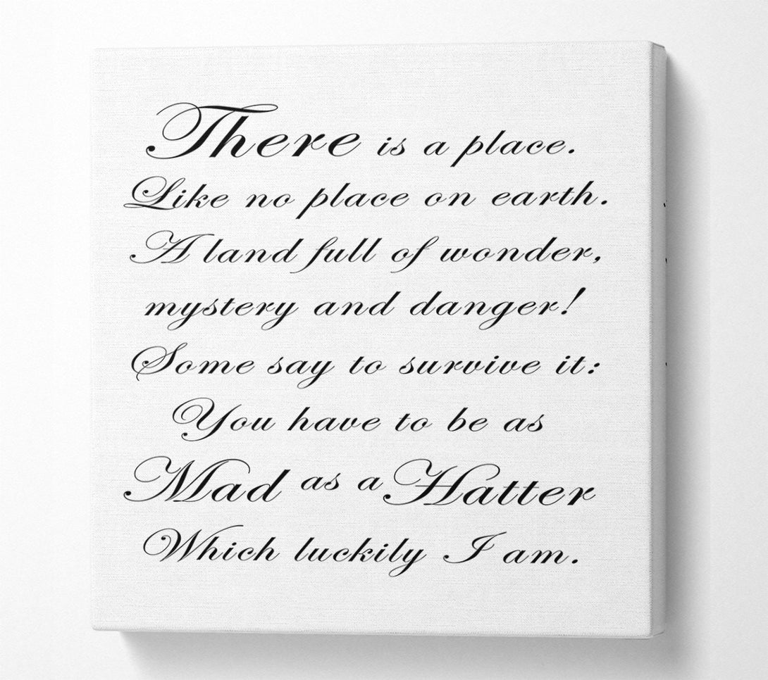  A Canvas Print of Alice In Wonderland As Mad As A Hatter White Canvas Wall Art