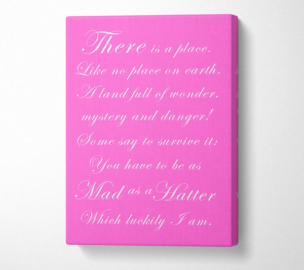  A Canvas Print of Alice In Wonderland As Mad As A Hatter Vivid Pink Canvas Art