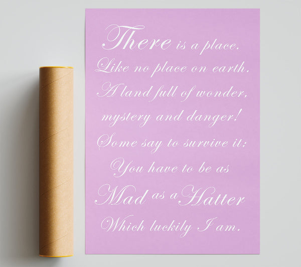 Alice In Wonderland As Mad As A Hatter Pink Poster