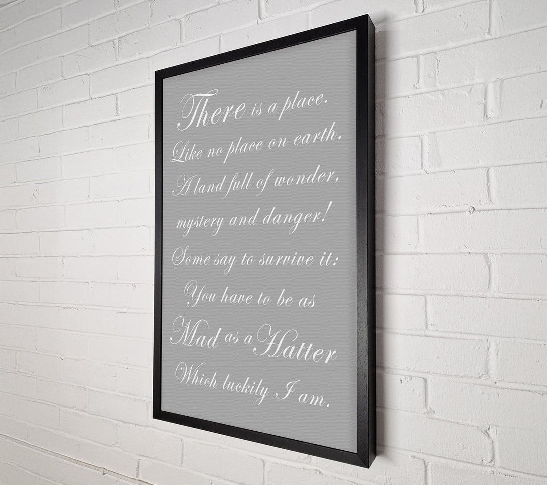  A Canvas Print of Alice In Wonderland As Mad As A Hatter Grey White Canvas Art