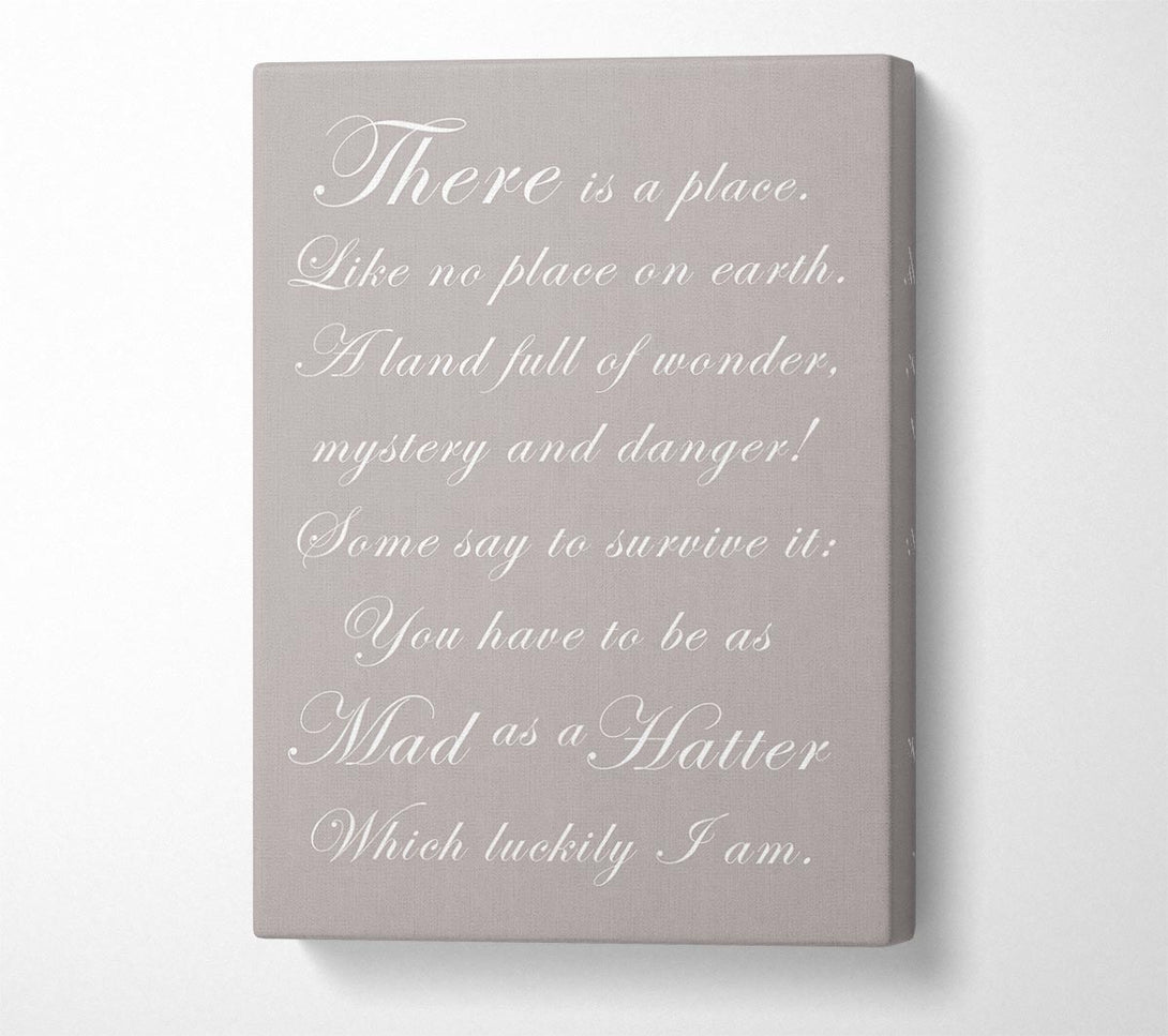  A Canvas Print of Alice In Wonderland As Mad As A Hatter Beige Canvas Print