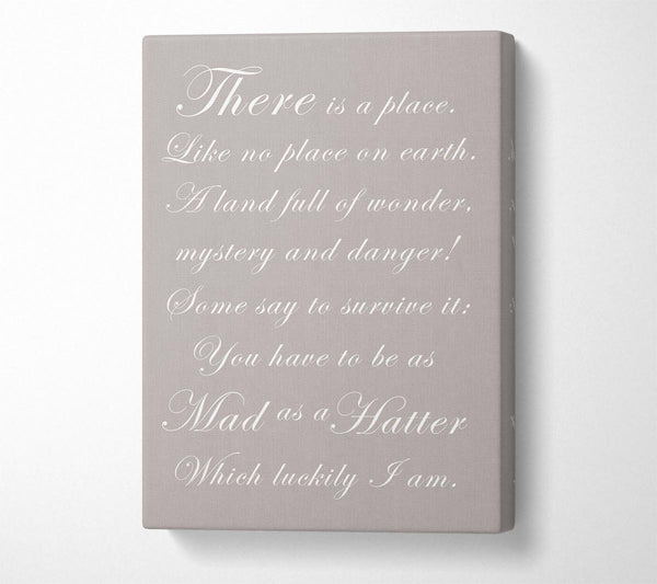  A Canvas Print of Alice In Wonderland As Mad As A Hatter Beige Canvas Print
