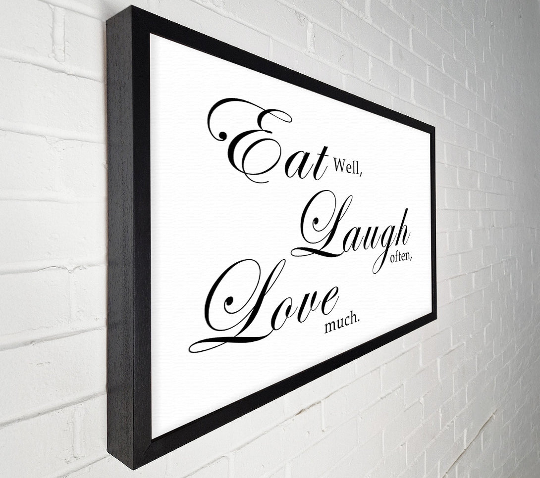  A Canvas Print of Kitchen Quote Eat Laugh Love White Canvas Wall Art