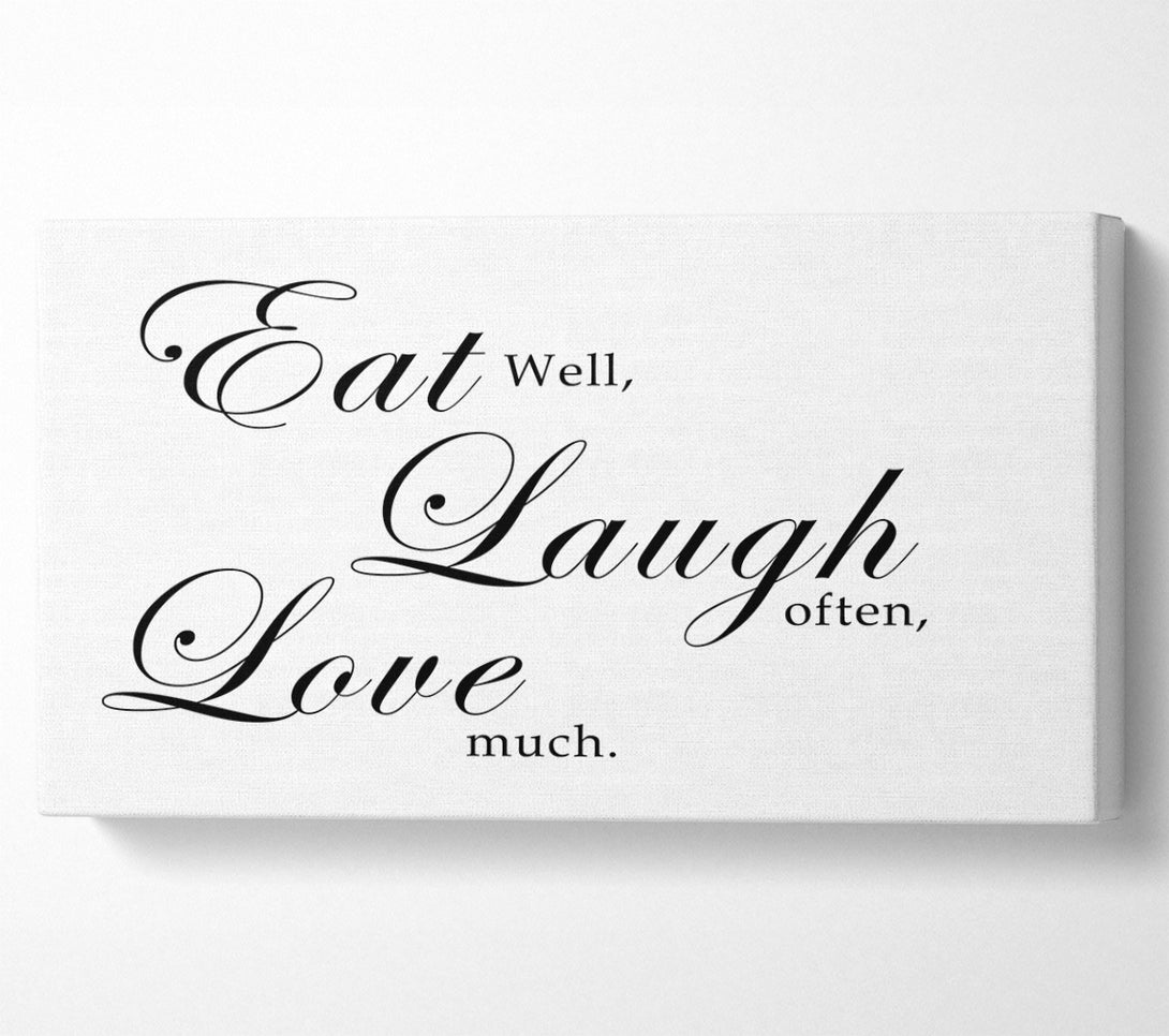  A Canvas Print of Kitchen Quote Eat Laugh Love White Canvas Wall Art