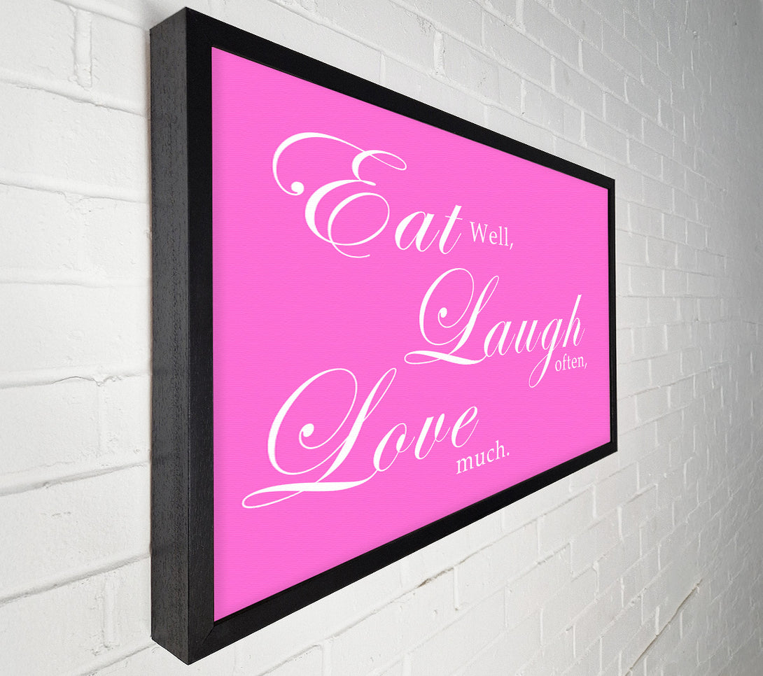  A Canvas Print of Kitchen Quote Eat Laugh Love Vivid Pink Canvas Print