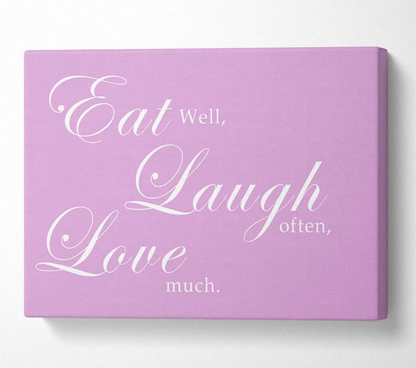  A Canvas Print of Kitchen Quote Eat Laugh Love Pink Canvas Art