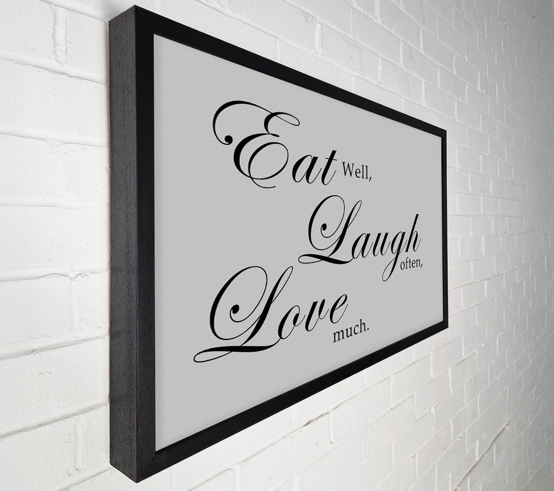  A Canvas Print of Kitchen Quote Eat Laugh Love Grey Canvas Art