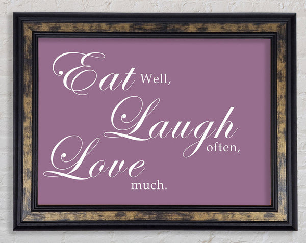 Kitchen Quote Eat Laugh Love Dusty Pink Framed Print