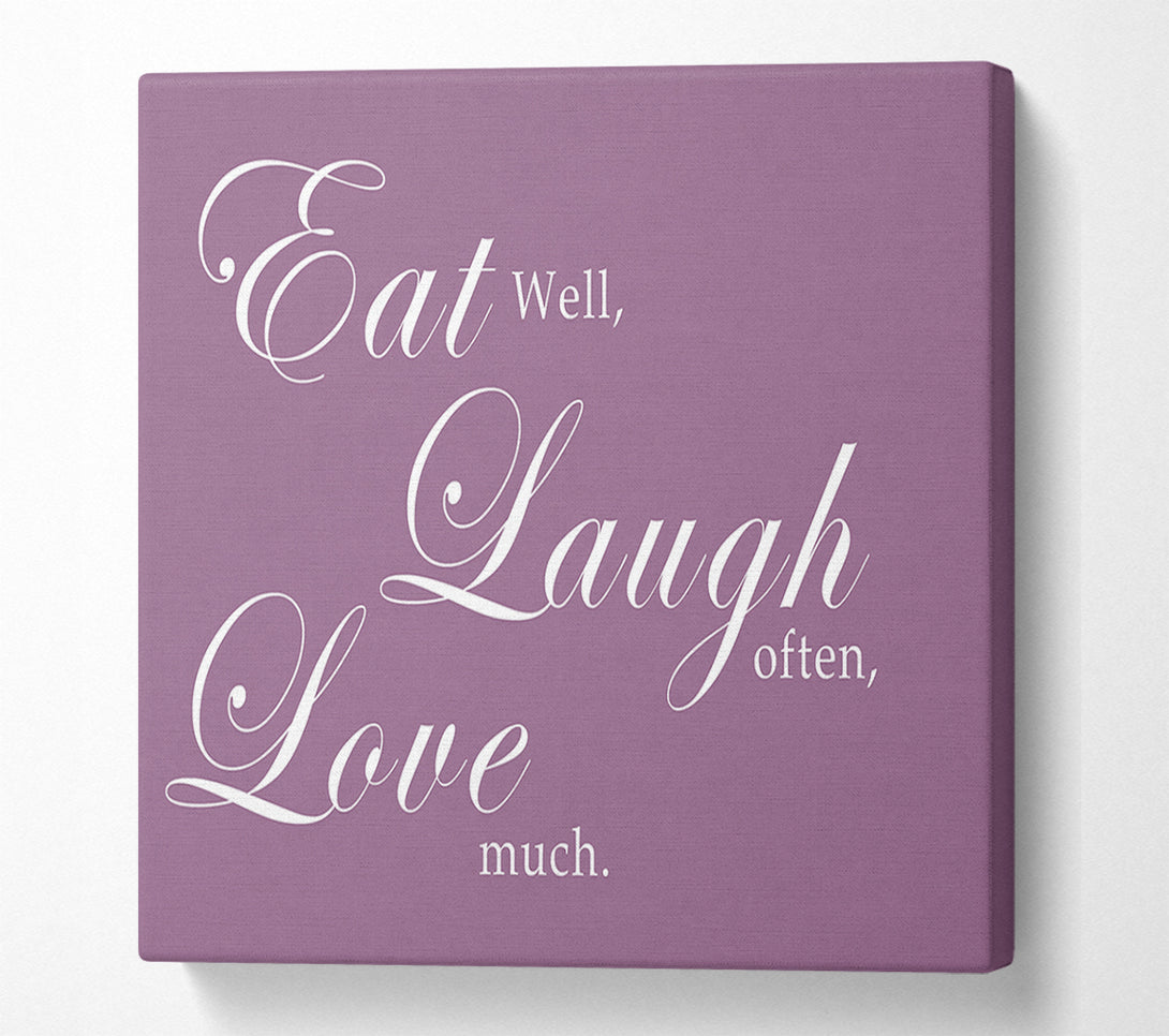  A Canvas Print of Kitchen Quote Eat Laugh Love Dusty Pink Canvas Wall Art