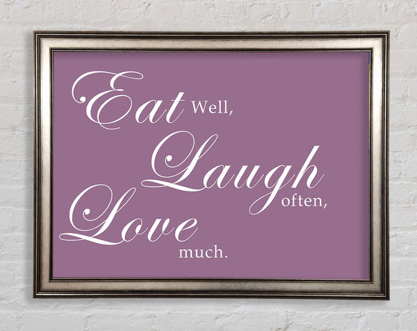 Kitchen Quote Eat Laugh Love Dusty Pink Framed Print