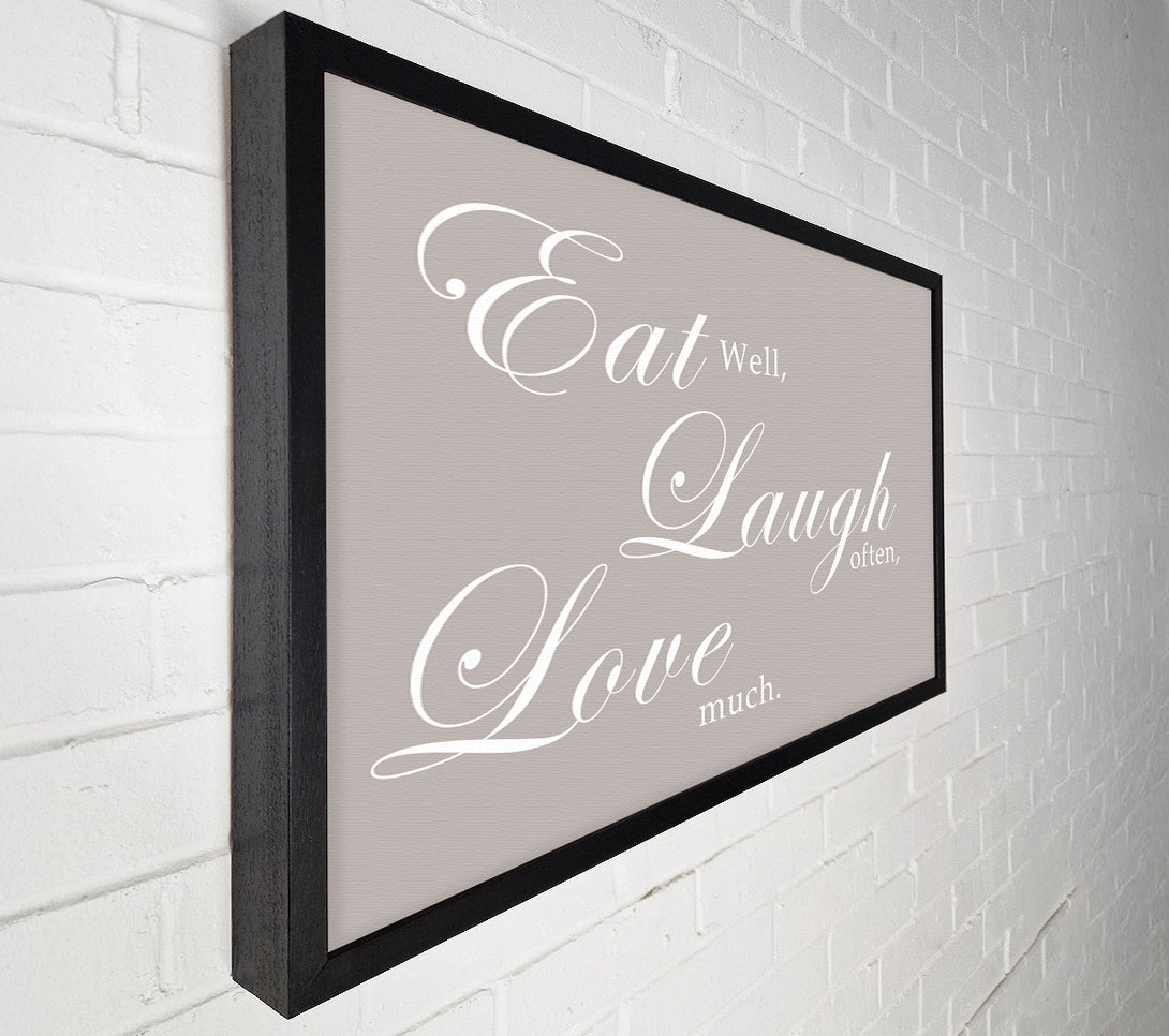  A Canvas Print of Kitchen Quote Eat Laugh Love Beige Canvas Art