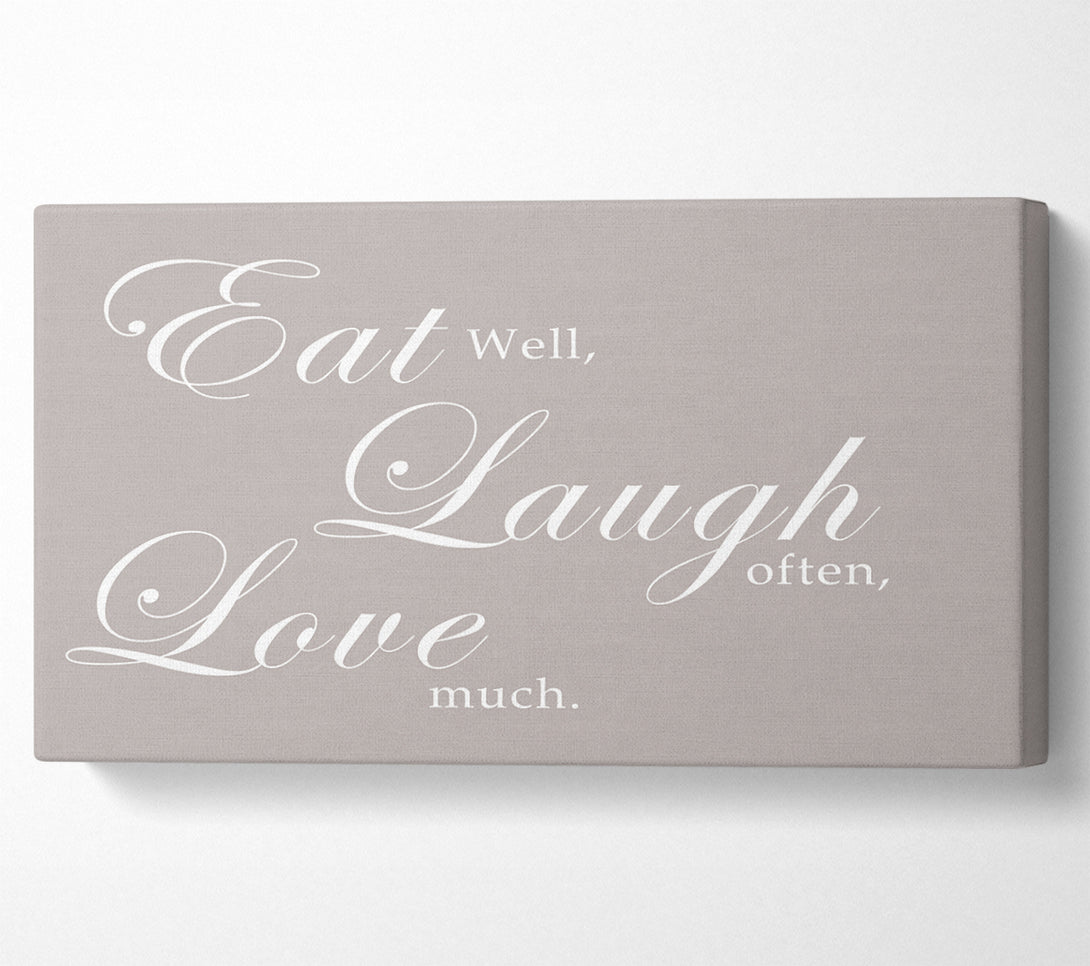 A Canvas Print of Kitchen Quote Eat Laugh Love Beige Canvas Art