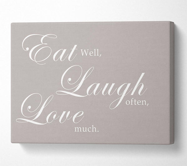 A Canvas Print of Kitchen Quote Eat Laugh Love Beige Canvas Art