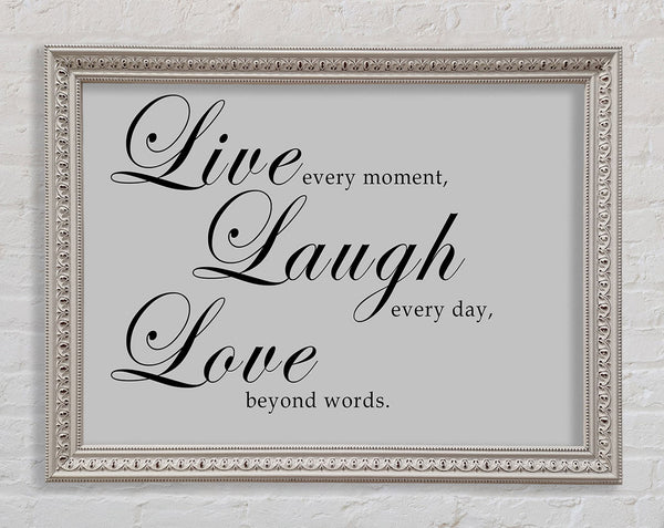 Family Quote Live Laugh Love 2 Grey Framed Print