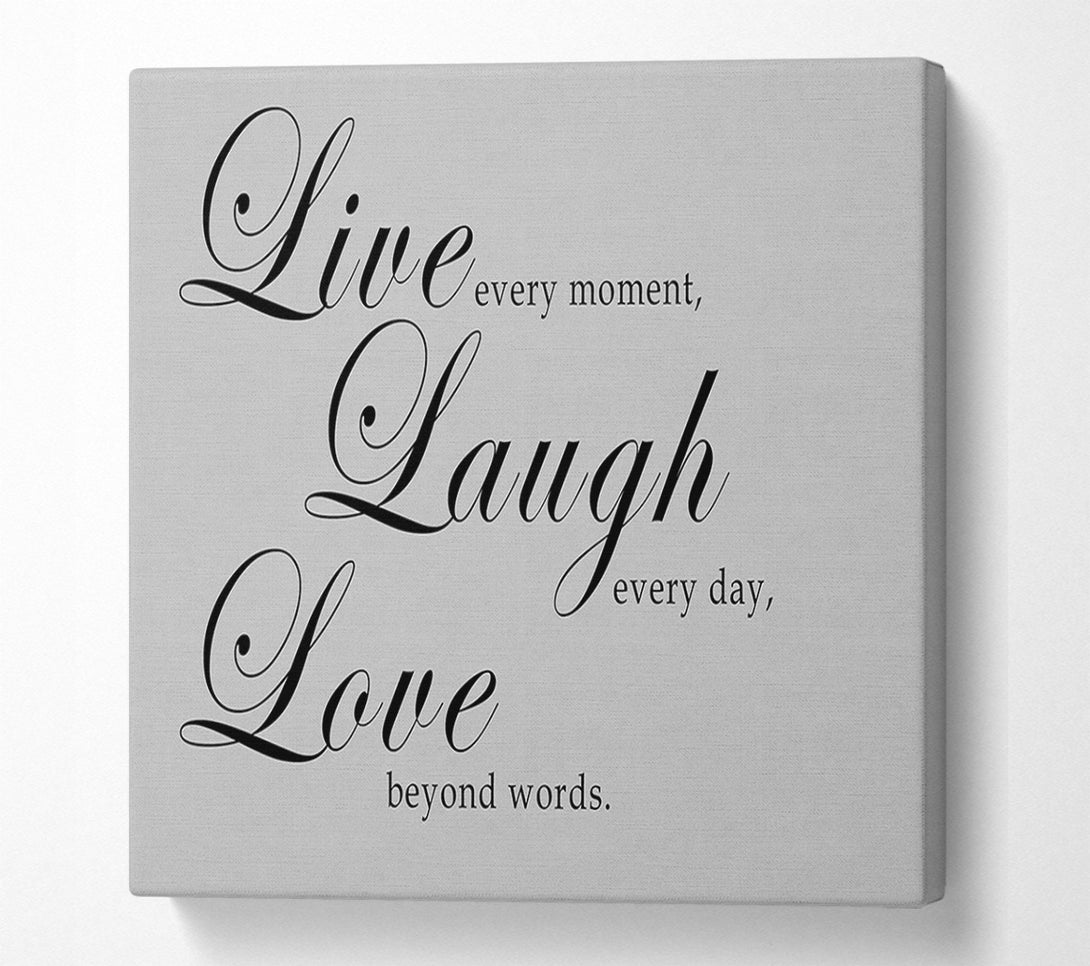  A Canvas Print of Family Quote Live Laugh Love 2 Grey Canvas Print