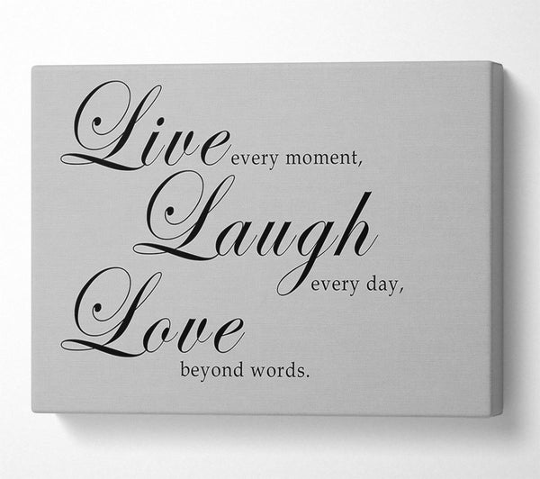  A Canvas Print of Family Quote Live Laugh Love 2 Grey Canvas Print