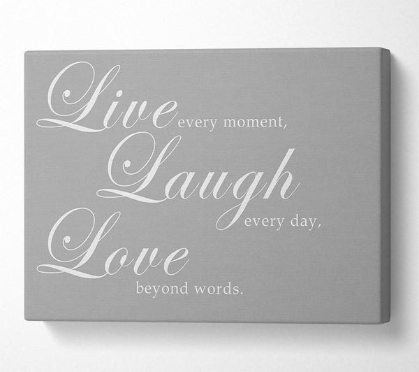  A Canvas Print of Family Quote Live Laugh Love 2 Grey White Canvas Print