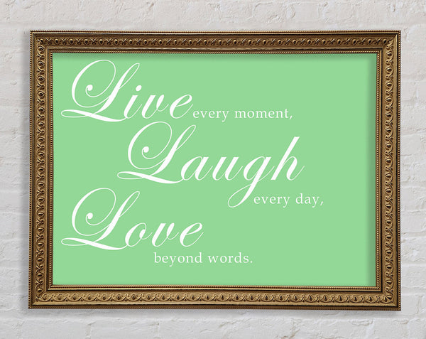 Family Quote Live Laugh Love 2 Green Framed Print