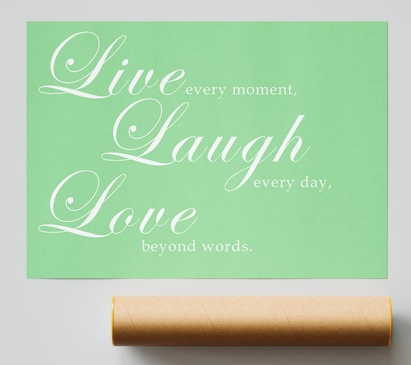 Family Quote Live Laugh Love 2 Green Giclee Print